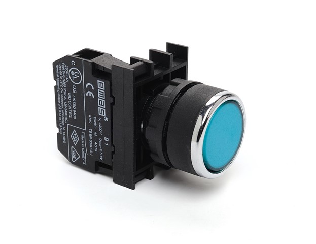 B Series Plastic 1NO Spring Flush Blue 22 mm Control Unit